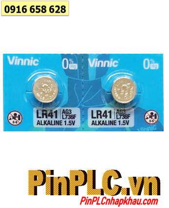 VINNIC LR41 AG3 L736F, Pin cúc áo 1.5v Alkaline VINNIC LR41 AG3 L736F  chính hãng 